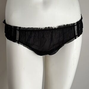 La Perla black silk tonal stripe semi sheer panty